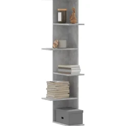 vidaXL Hoekwandschap 36,5x36,5x140 cm bewerkt hout betongrijs