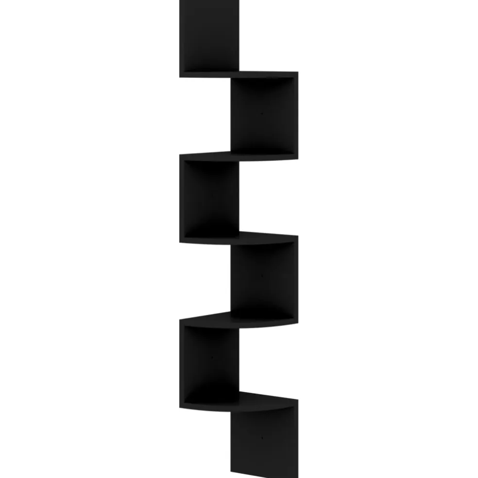 vidaXL Hoekwandschap 19x19x123 cm bewerkt hout zwart