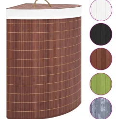 vidaXL Hoekwasmand 60 L bamboe bruin