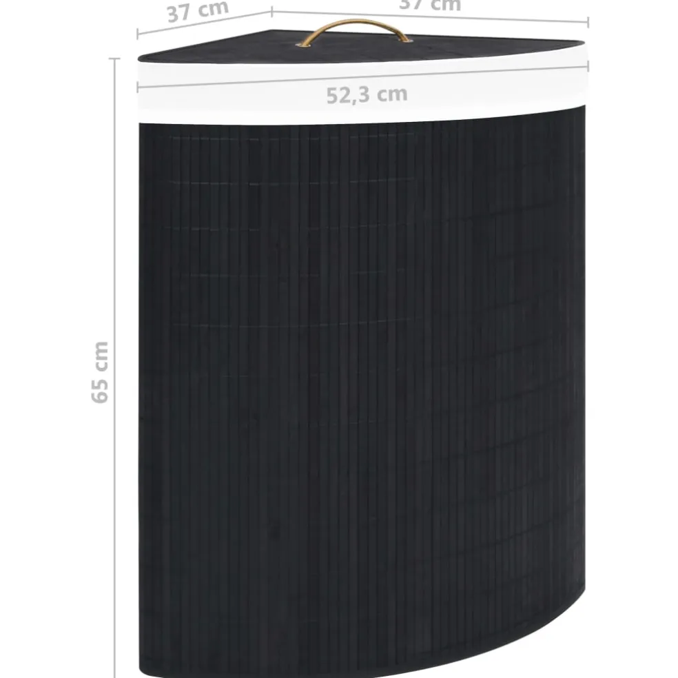 vidaXL Hoekwasmand 60 L bamboe zwart