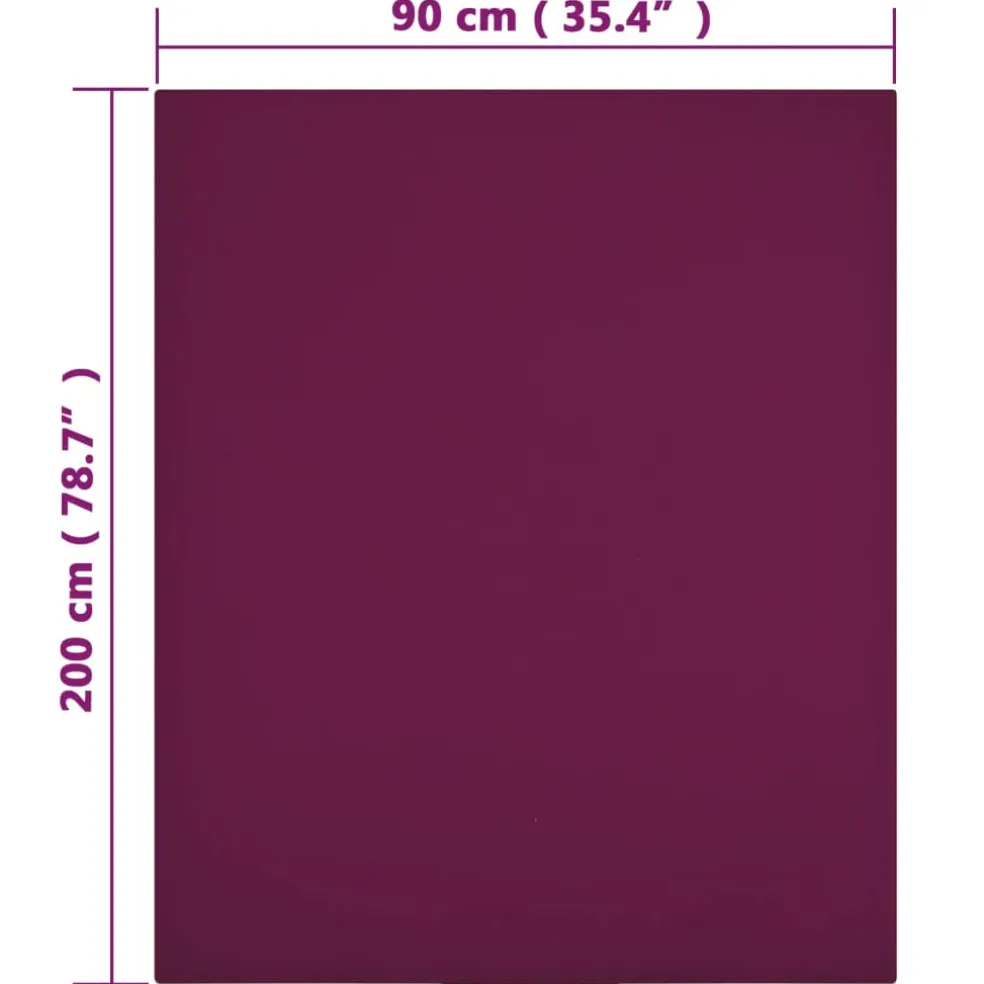 vidaXL Hoeslaken jersey 90x200 cm katoen bordeauxrood