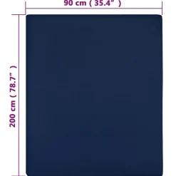 vidaXL Hoeslaken jersey 90x200 cm katoen marineblauw
