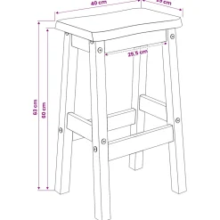 vidaXL Hoge Barkruk EKAI 2 st Wit 40 x 29 x 63 cm Massief grenenhout