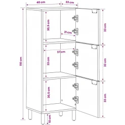 vidaXL Hoge kast Acacia Bruine Afwerking 40 x 33 x 110 cm