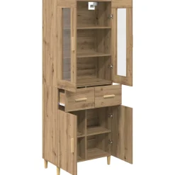 vidaXL Hoge kast Artisan Eiken 69,5 x 34 x 180 cm Bewerkt hout