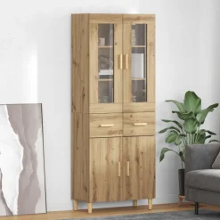 vidaXL Hoge kast Artisan Eiken 69,5 x 34 x 180 cm Bewerkt hout