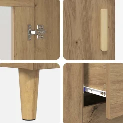 vidaXL Hoge kast Artisan Eiken 69,5 x 34 x 180 cm Bewerkt hout