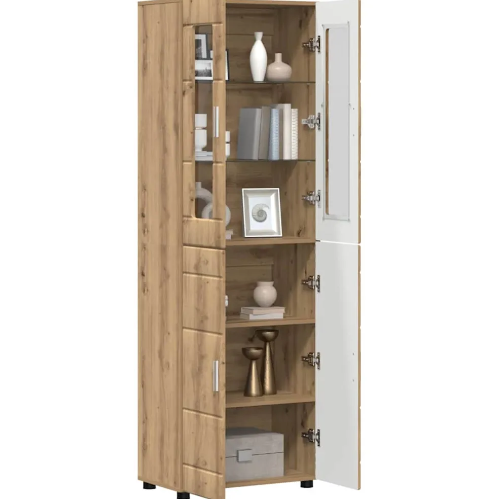 vidaXL Hoge kast FLORIN 60 x 35 x 182 cm Artisan Eiken Bewerkt hout