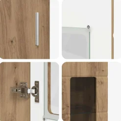 vidaXL Hoge kast FLORIN 60 x 35 x 182 cm Artisan Eiken Bewerkt hout
