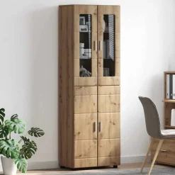 vidaXL Hoge kast FLORIN 60 x 35 x 182 cm Artisan Eiken Bewerkt hout