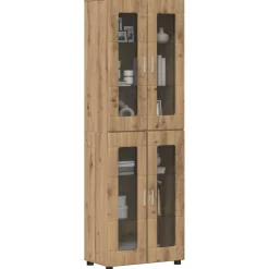 vidaXL Hoge kast FLORIN 60 x 35 x 182 cm Artisan Eiken Bewerkt hout