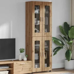 vidaXL Hoge kast FLORIN 60 x 35 x 182 cm Artisan Eiken Bewerkt hout