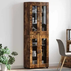 vidaXL Hoge kast FLORIN 60 x 35 x 182 cm Gerookt eiken Bewerkt hout