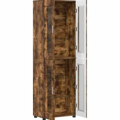 vidaXL Hoge kast FLORIN 60 x 35 x 182 cm Gerookt eiken Bewerkt hout