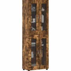 vidaXL Hoge kast FLORIN 60 x 35 x 182 cm Gerookt eiken Bewerkt hout