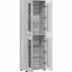 vidaXL Hoge kast FLORIN 60 x 35 x 182 cm Grijs Sonoma Bewerkt hout
