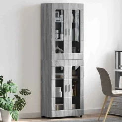 vidaXL Hoge kast FLORIN 60 x 35 x 182 cm Grijs Sonoma Bewerkt hout