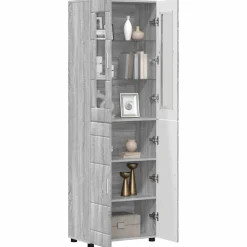 vidaXL Hoge kast FLORIN 60 x 35 x 182 cm Grijs Sonoma Bewerkt hout