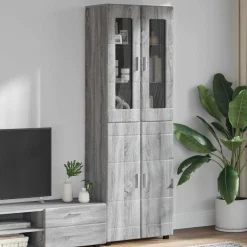 vidaXL Hoge kast FLORIN 60 x 35 x 182 cm Grijs Sonoma Bewerkt hout