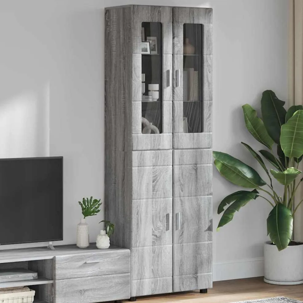 vidaXL Hoge kast FLORIN 60 x 35 x 182 cm Grijs Sonoma Bewerkt hout