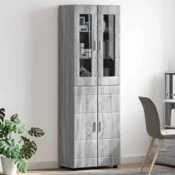 vidaXL Hoge kast FLORIN 60 x 35 x 182 cm Grijs Sonoma Bewerkt hout