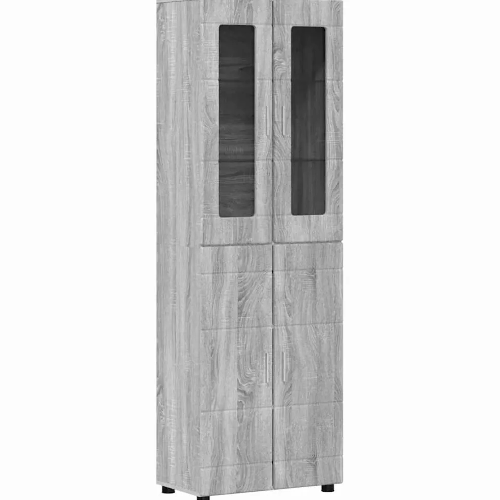 vidaXL Hoge kast FLORIN 60 x 35 x 182 cm Grijs Sonoma Bewerkt hout