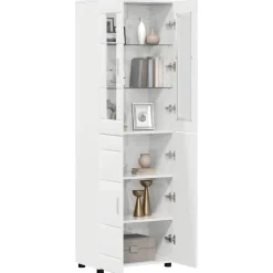 vidaXL Hoge kast FLORIN 60 x 35 x 182 cm Hoogglans wit Bewerkt hout