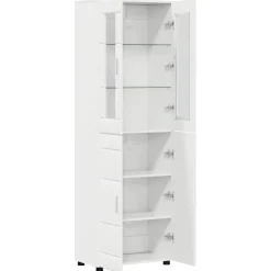 vidaXL Hoge kast FLORIN 60 x 35 x 182 cm Hoogglans wit Bewerkt hout