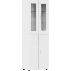 vidaXL Hoge kast FLORIN 60 x 35 x 182 cm Hoogglans wit Bewerkt hout