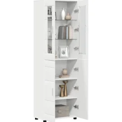 vidaXL Hoge kast FLORIN 60 x 35 x 182 cm Wit Bewerkt hout