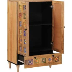 vidaXL Hoge kast Naturel 60 x 33,5 x 100 cm Massief Mango Hout