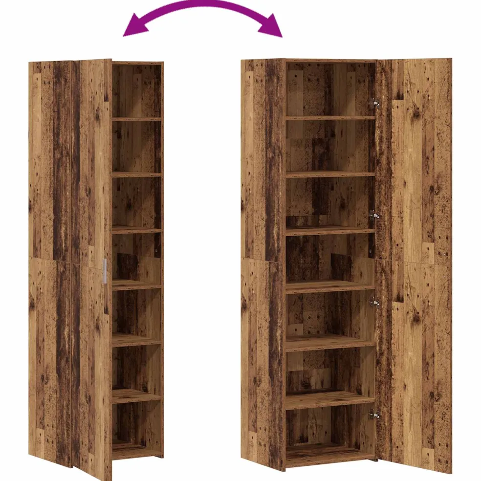 vidaXL Hoge kast Oudhout 50 x 42,5 x 185 cm