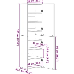 vidaXL Hoge kast Oudhout 50 x 42,5 x 185 cm