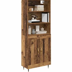 vidaXL Hoge kast Oud Hout 69,5 x 34 x 180 cm Bewerkt hout