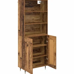 vidaXL Hoge kast Oud Hout 69,5 x 34 x 180 cm Bewerkt hout
