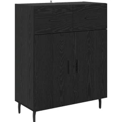 vidaXL Hoge kast 2 st Zwart Eiken 69,5 x 34 x 180 cm Bewerkt hout
