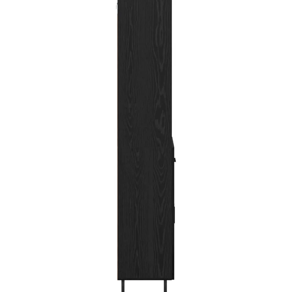 vidaXL Hoge kast 2 st Zwart Eiken 69,5 x 34 x 180 cm Bewerkt hout
