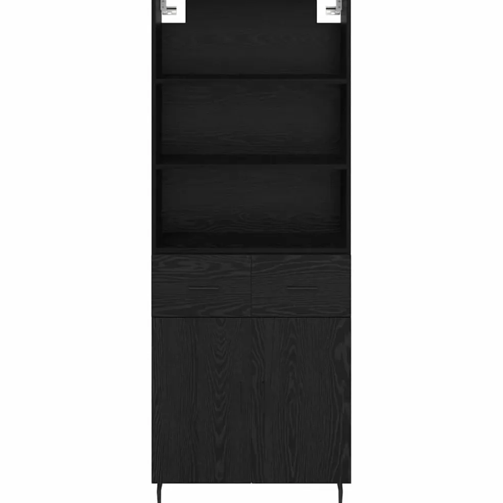 vidaXL Hoge kast 2 st Zwart Eiken 69,5 x 34 x 180 cm Bewerkt hout