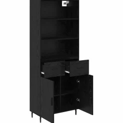 vidaXL Hoge kast 2 st Zwart Eiken 69,5 x 34 x 180 cm Bewerkt hout