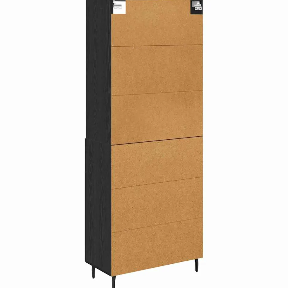vidaXL Hoge kast 2 st Zwart Eiken 69,5 x 34 x 180 cm Bewerkt hout