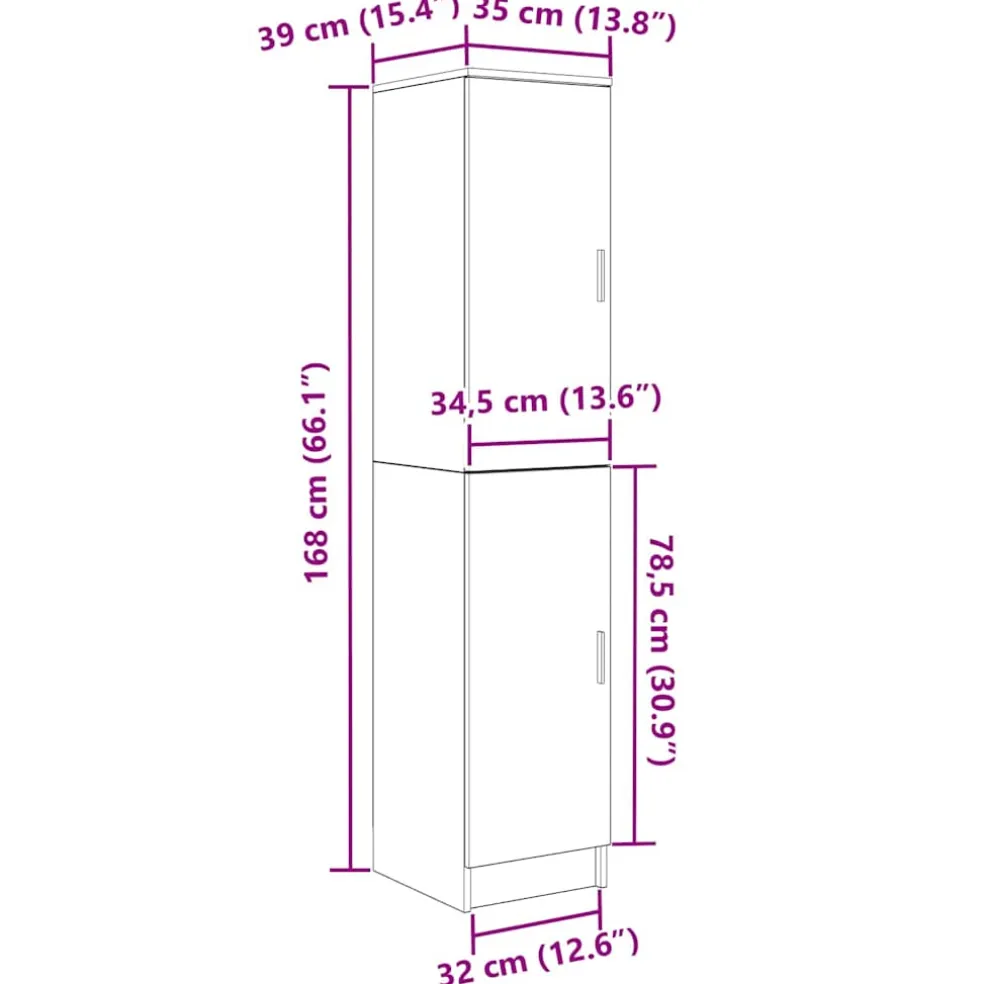 vidaXL Hoge kast Wit 35 x 39 x 168 cm