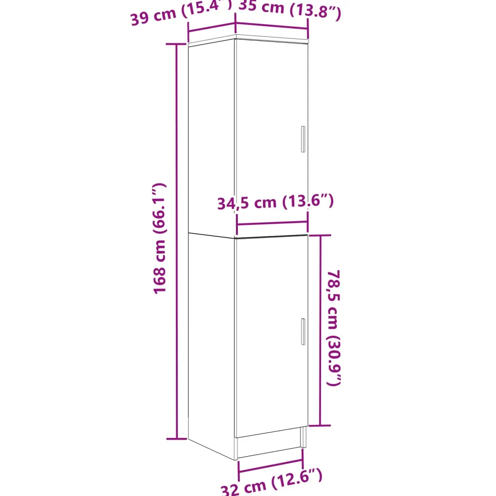 vidaXL Hoge kast Wit 35 x 39 x 168 cm