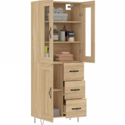 vidaXL Hoge kast 69,5x34x180 cm bewerkt hout sonoma eikenkleurig