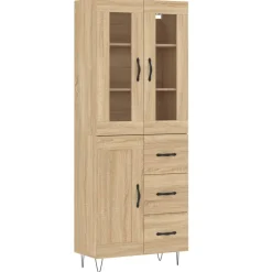 vidaXL Hoge kast 69,5x34x180 cm bewerkt hout sonoma eikenkleurig