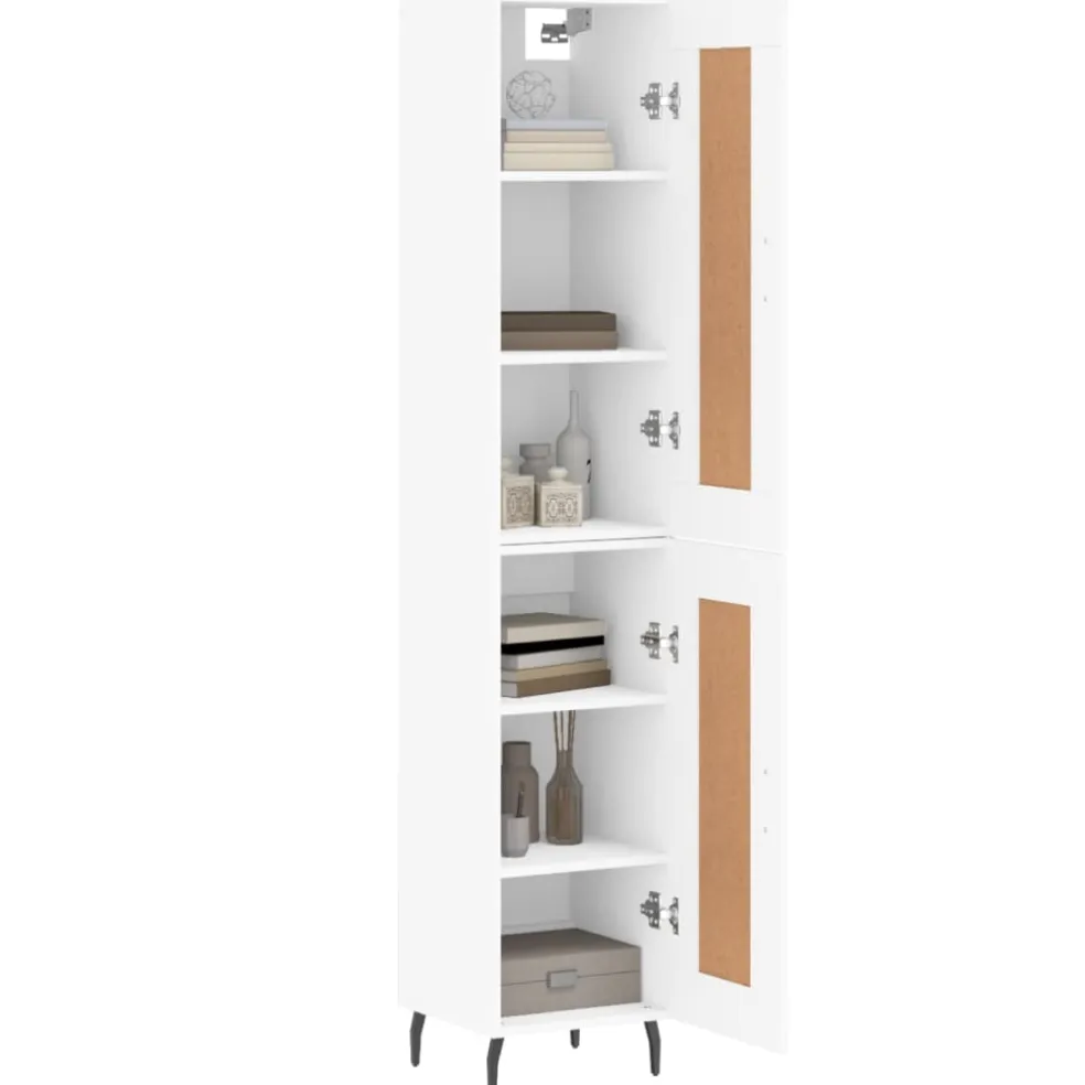 vidaXL Hoge kast 34,5x34x180 cm bewerkt hout wit