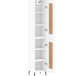 vidaXL Hoge kast 34,5x34x180 cm bewerkt hout wit