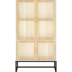 vidaXL Hoge kast 70x35x125 cm bewerkt hout wit