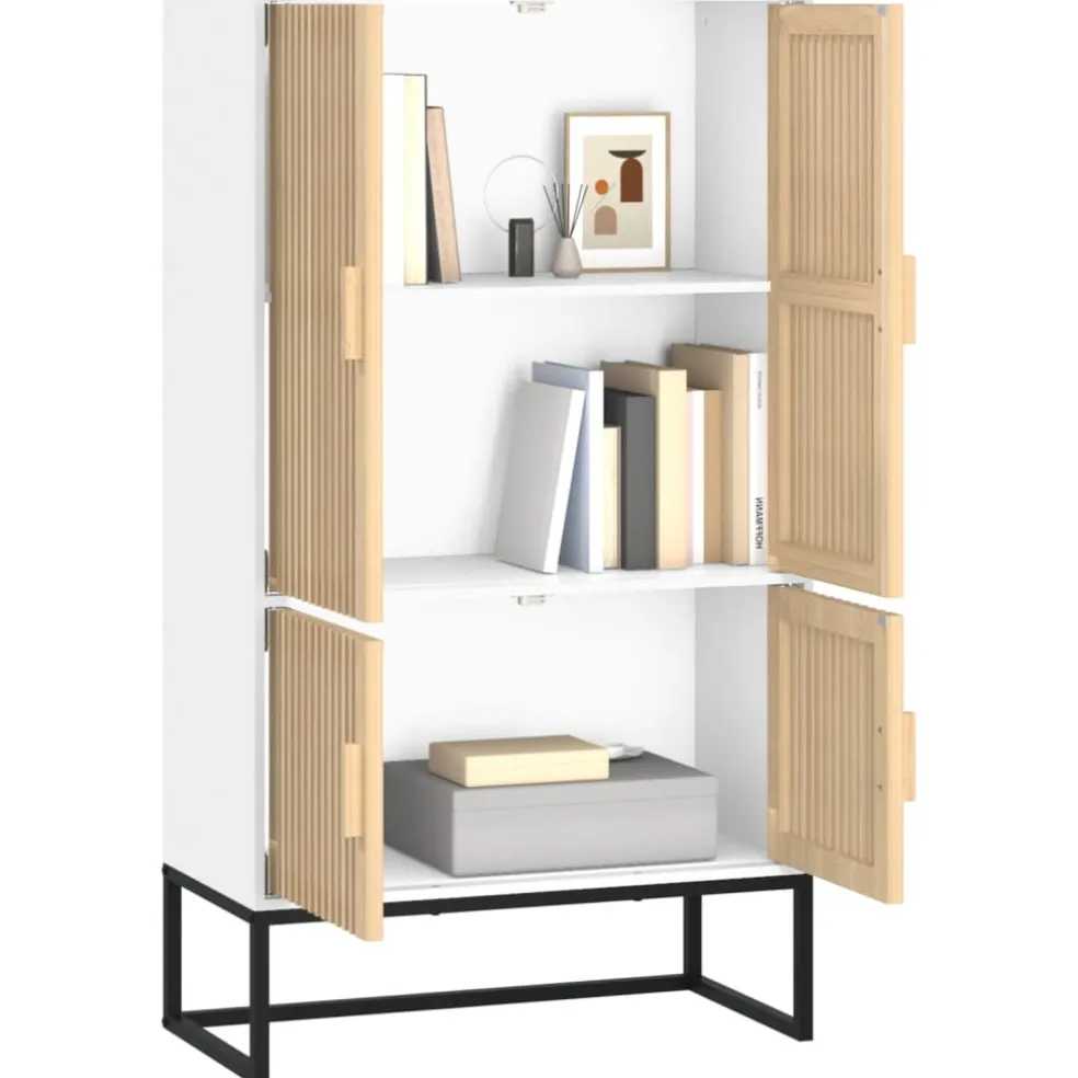 vidaXL Hoge kast 70x35x125 cm bewerkt hout wit