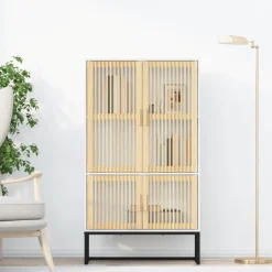 vidaXL Hoge kast 70x35x125 cm bewerkt hout wit