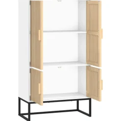 vidaXL Hoge kast 70x35x125 cm bewerkt hout wit